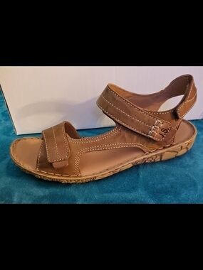 Josef Seibel Tan Brown Leather Slingback Sandal